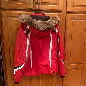 COLMAR Red Ski & Snow Jacket with Fur Trim